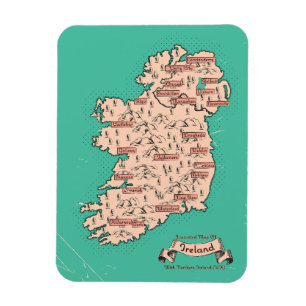 Illustrated Travel map of Ireland Magnet