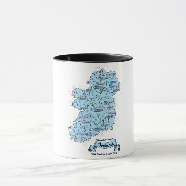 Illustrated Travel map of Ireland Mug (Center)