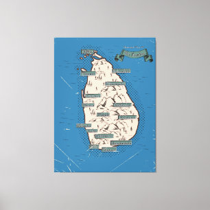 Illustrated Travel map Of Sri Lanka Canvas Print