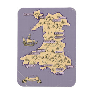 Illustrated Travel map of Wales Magnet