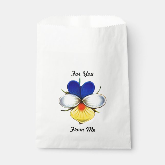 Illustrated Viola Flower w/ Custom Message Favour Bags (Front)