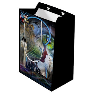 Illustrated visionary graphics wrapping paper medium gift bag