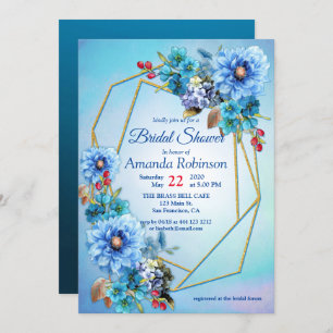Illustrated  Watercolor  Moon-flower Bridal Shower Invitation