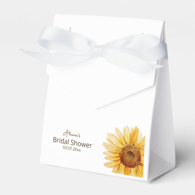 Illustrated Watercolor Sunflower bridal shower  Favour Box (Front Side)