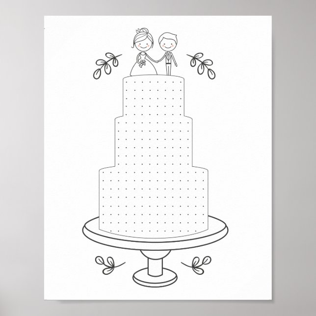 Illustrated wedding activity dot game poster (Front)