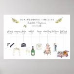 Illustrated Wedding Itinerary Timeline Welcome Poster<br><div class="desc">You want to make sure all of your wedding-day details are just right. And you should start with the first piece of decor your guests will see: your welcome sign! And these welcome signs aren't just for show; they also provide an important service for your guests. Many couples use them...</div>