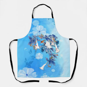 Illustrated White Watercolor Moonflower Apron
