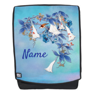 Illustrated White Watercolor Moonflower Backpack