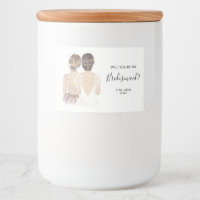 Illustrated will you be my bridesmaid candle label