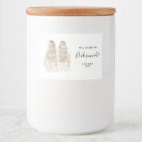 Illustrated will you be my bridesmaid candle label