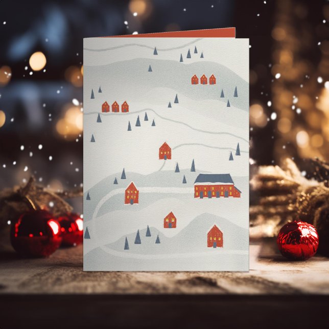 Illustrated Winter Village Holiday Card (Creator Uploaded)