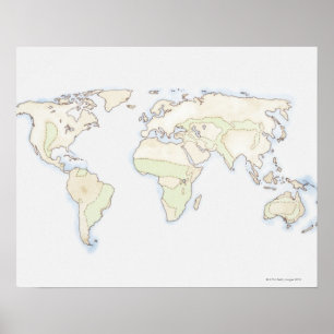 Illustrated World Map 2 Poster