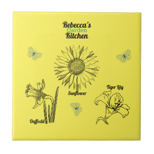 Illustrated Yellow Flowers Tile