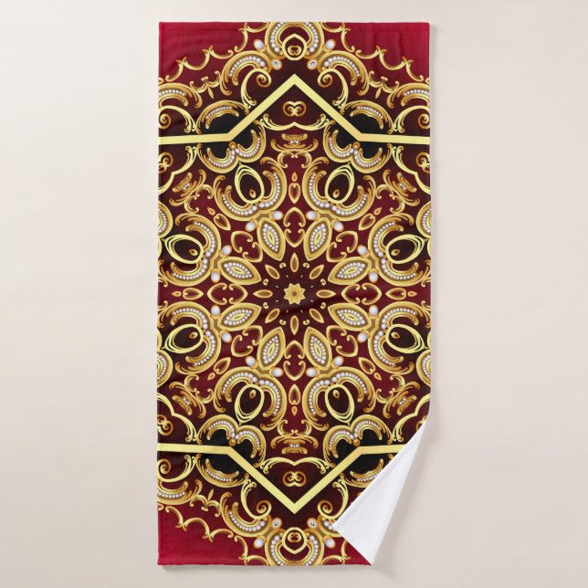 illustration background frame with pearl and gold( bath towel (Bath Towel)