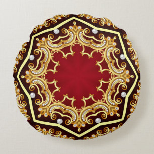 illustration background frame with pearl and golde round cushion
