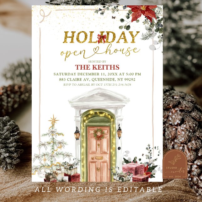 Illustration Christmas Holiday Open House Invitation (Creator Uploaded)