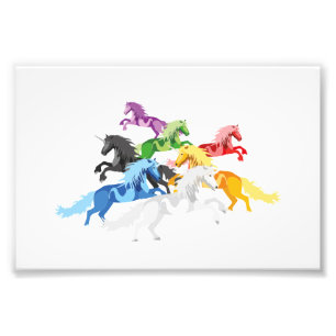 Illustration colourful wild Unicorns Photo Print