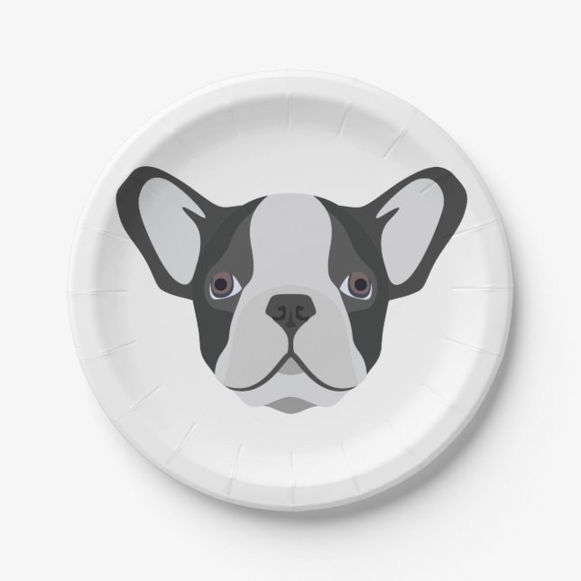 Illustration cute French Bulldog Paper Plate (Front)