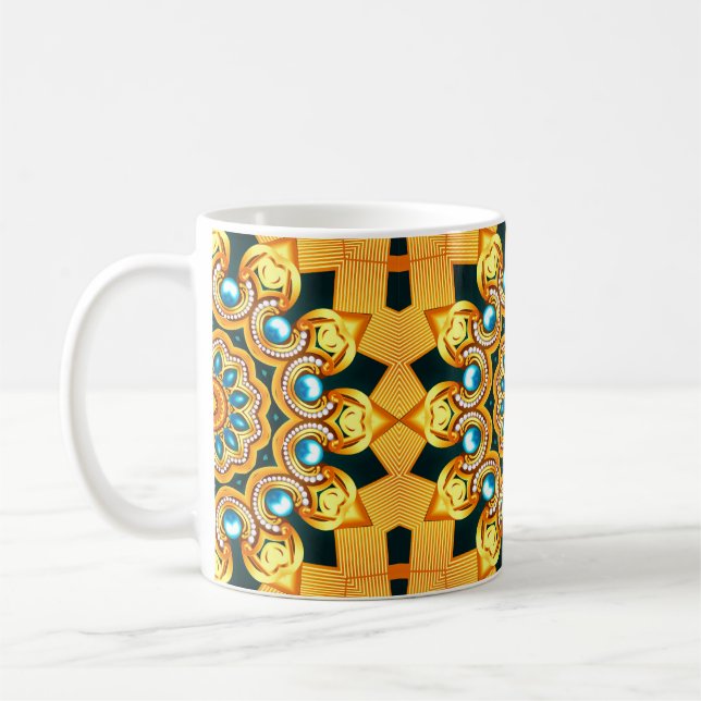illustration decorative background frame with patt coffee mug (Left)