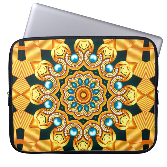 illustration decorative background frame with patt laptop sleeve (Front)