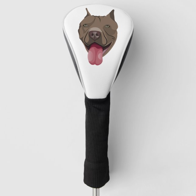 Illustration Dog Smiling Pitbull Golf Head Cover (Front)