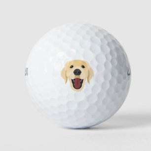 Illustration dogs face Golden Retriver Golf Balls