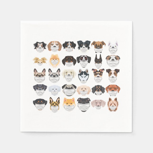 Illustration Dogs with respirator set Napkin (Front)