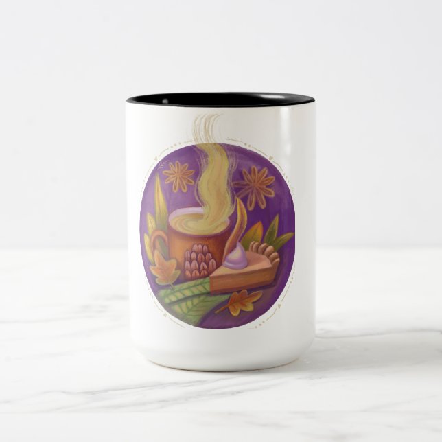 illustration fall  Two-Tone coffee mug (Center)