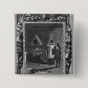 Illustration from 'Le Lutrin' by Nicolas 15 Cm Square Badge