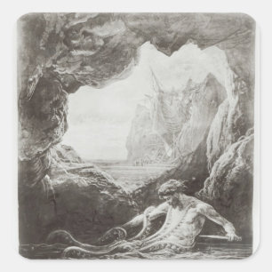 Illustration from 'Les Travailleurs de la Mer' Square Sticker