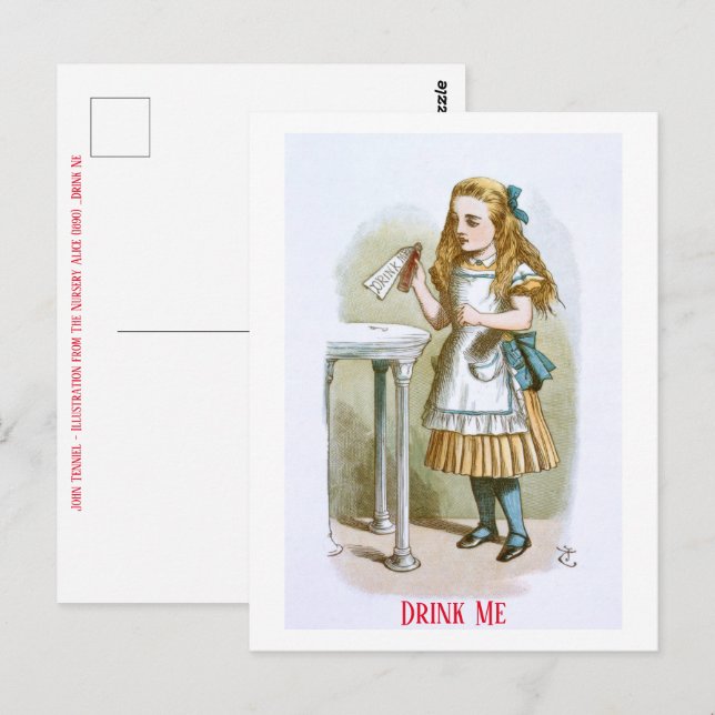 Illustration from The Nursery Alice  - Drink Me Postcard (Front/Back)