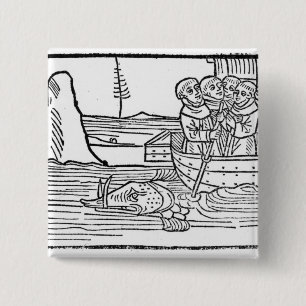 Illustration from 'The Voyage of St. Brendan' 15 Cm Square Badge
