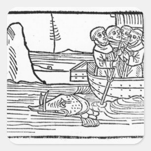 Illustration from 'The Voyage of St. Brendan' Square Sticker