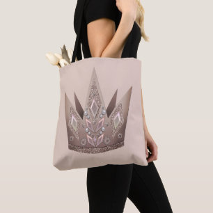 Illustration golden crown tiara jewellery gems bea tote bag