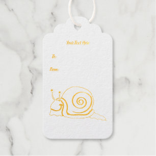 Illustration in Gold of Cute Cartoon Snail Big Eye Gift Tags