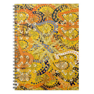 Illustration in yellow, orange and brown colours. notebook