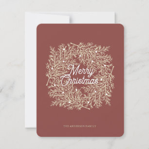 illustration leaves abeto red Christmas crown Holiday Card
