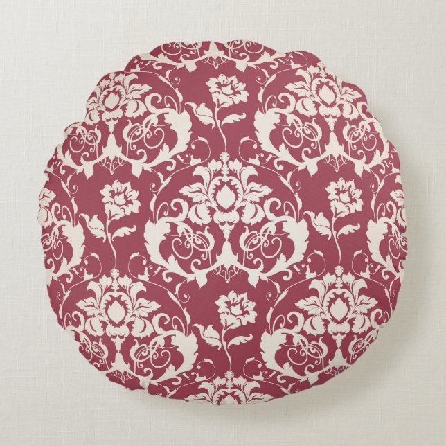 Illustration. Luxury texture. Baroque, Damask seam Round Cushion (Front)