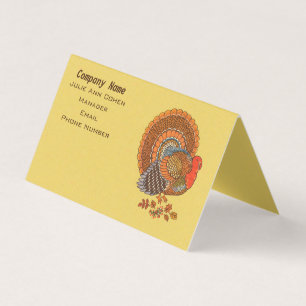 Illustration Male Turkey Fanned Tail Autumn Colour Business Card