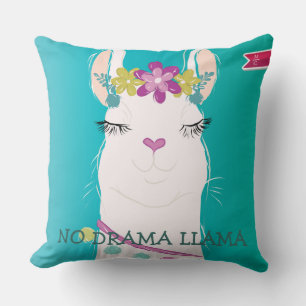 Illustration No Drama Llama with Monogram Cushion