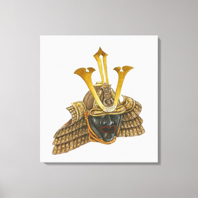 Illustration of 16th century samurai helmet canvas print (Front)