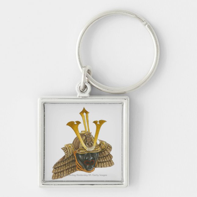 Illustration of 16th century samurai helmet key ring (Front)