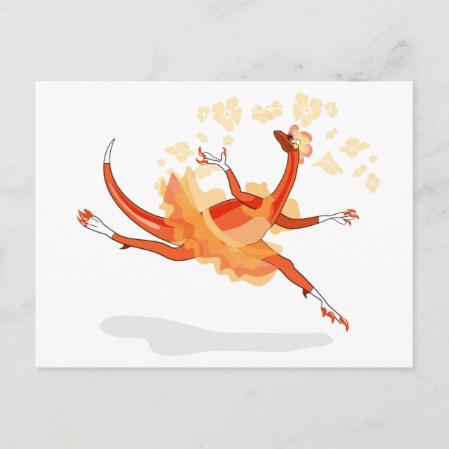 Illustration Of A Ballerina Dancing Raptor. 2 Postcard (Front)