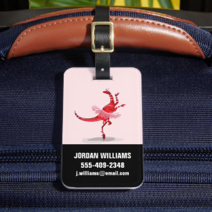 Illustration Of A Ballerina Dancing Raptor. Luggage Tag