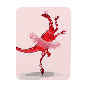 Illustration Of A Ballerina Dancing Raptor. Magnet