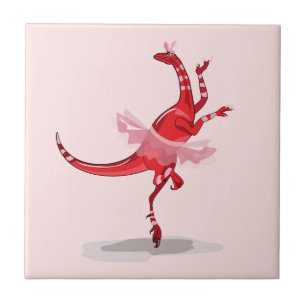Illustration Of A Ballerina Dancing Raptor. Tile