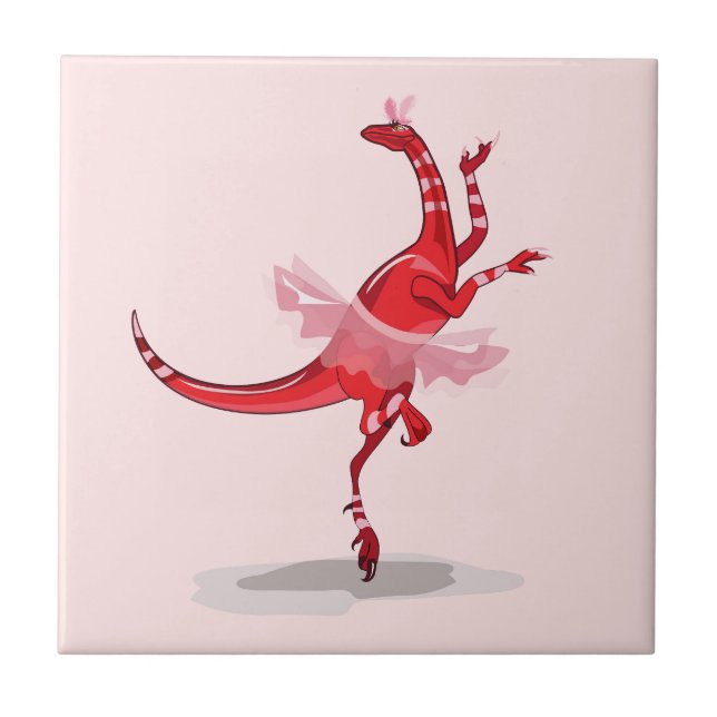Illustration Of A Ballerina Dancing Raptor. Tile (Front)