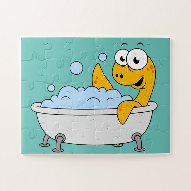 Illustration Of A Bathing Loch Ness Monster. Jigsaw Puzzle (Horizontal)