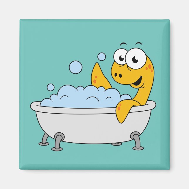 Illustration Of A Bathing Loch Ness Monster. Magnet (Front)