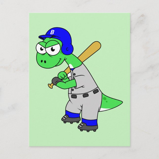 Illustration Of A Brontosaurus Baseball Player. Postcard (Front)